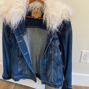 Paige Denim Jacket Shearling Collar - Sz M